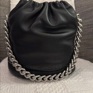 Marc Jacobs Black Bucket Bag with Silver Chain